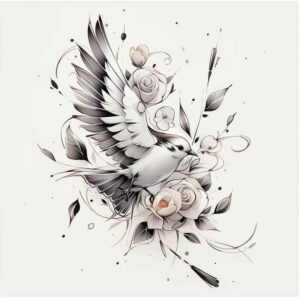 bird-movement-tattoo – tattoo design ideas free ai generated – surrealism-subconscious-themes – for-upper-back – Gallery: other-birds-inkby-ai
