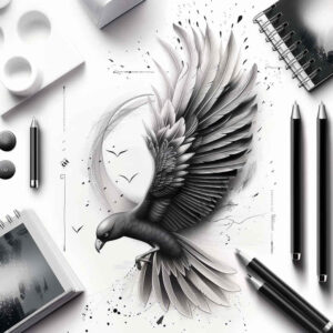 bird-of-prey-tattoo – tattoo design ideas free ai generated – realism-optical-illusion – for-back-shoulder – Gallery: other-birds-inkby-ai