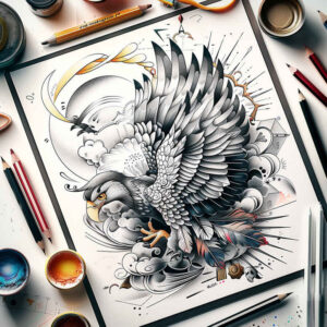colorful-bird-tattoo – tattoo design ideas free ai generated – realism-fine-lines – for-neck – Gallery: other-birds-inkby-ai