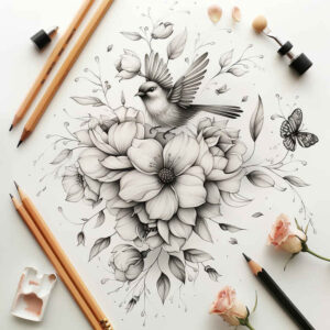 colorful-feather-bird-tattoo – tattoo design ideas free ai generated – neotraditional-layered-fill – for-lower-arm – Gallery: other-birds-inkby-ai