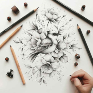 detailed-bird-tattoo – tattoo design ideas free ai generated – neotraditional-clean-fill – for-toe – Gallery: other-birds-inkby-ai