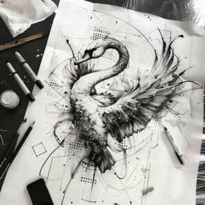 exotic-bird-tattoo – tattoo design ideas free ai generated – surrealism-surreal-lighting – for-neck – Gallery: other-birds-inkby-ai