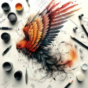 expressive-bird-tattoo – tattoo design ideas free ai generated – neotraditional-refined-lines – for-outer-arm – Gallery: other-birds-inkby-ai