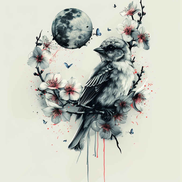 expressive-bird-tattoo – tattoo design ideas free ai generated – neotraditional-textured-fills – for-elbow – Gallery: other-birds-inkby-ai