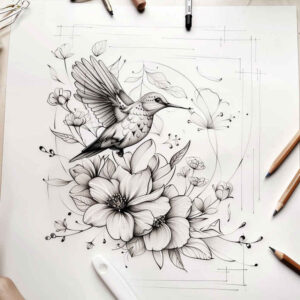 expressive-bird-tattoo – tattoo design ideas free ai generated – realism-seamless-blend – for-lower-chest – Gallery: other-birds-inkby-ai