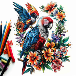 feathered-bird-tattoo – tattoo design ideas free ai generated – neotraditional-rich-blacks – for-scapula – Gallery: other-birds-inkby-ai