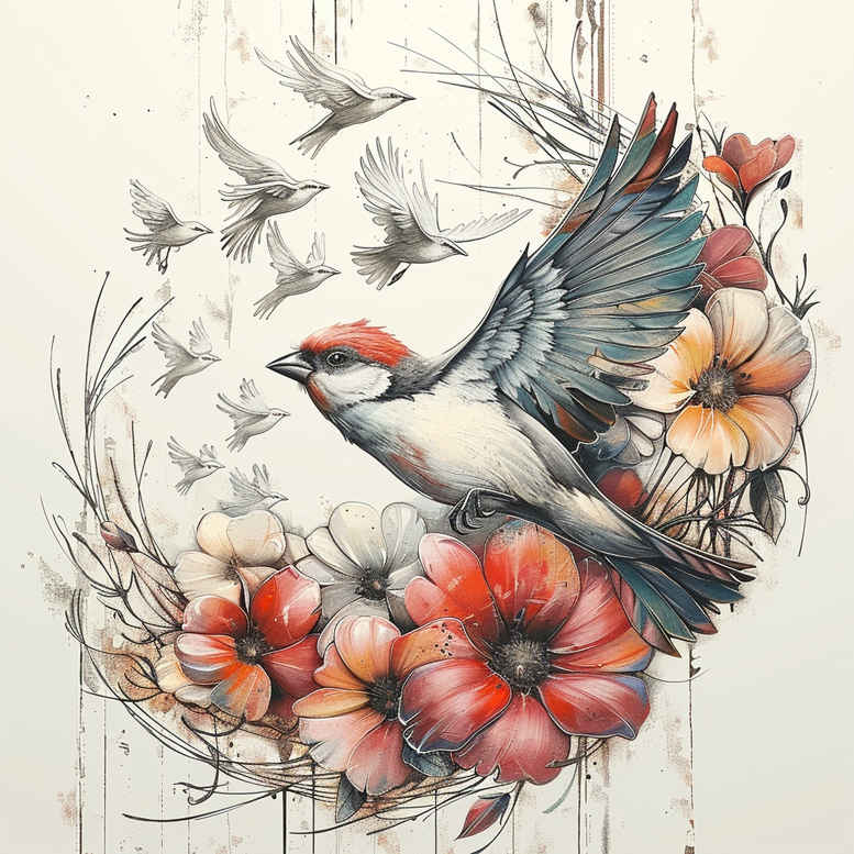 fine-detail-bird-tattoo – tattoo design ideas free ai generated – realism-realistic-proportions – for-shoulder-blade – Gallery: other-birds-inkby-ai