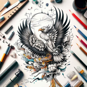 fine-line-bird-tattoo – tattoo design ideas free ai generated – surrealism-abstract-forms – for-foot – Gallery: other-birds-inkby-ai