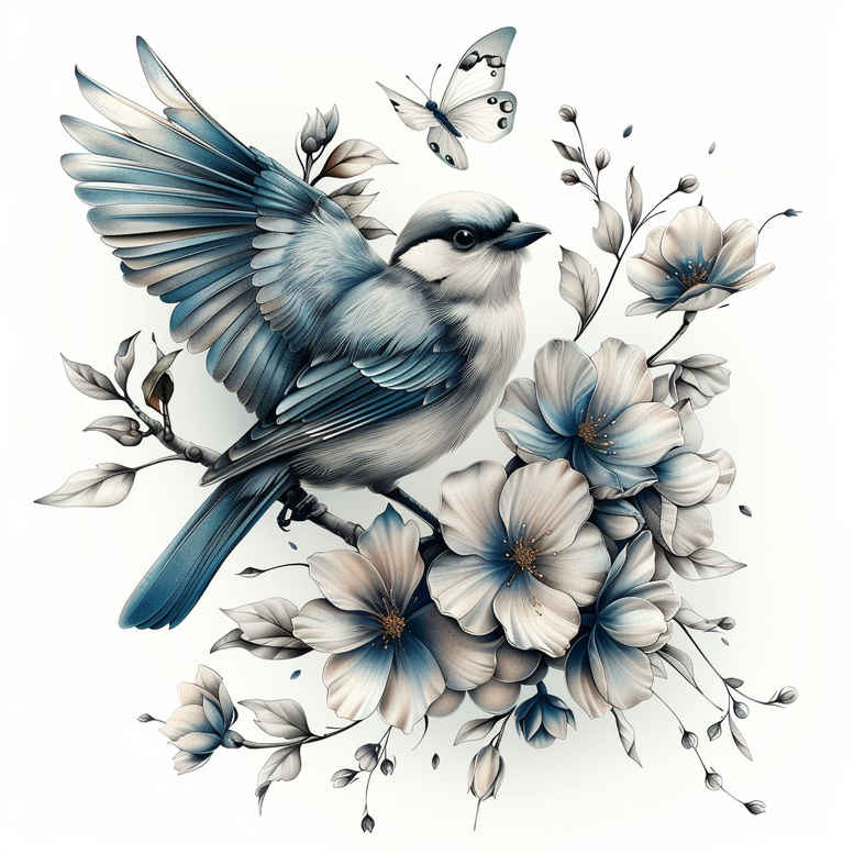 flowing-lines-bird-tattoo – tattoo design ideas free ai generated – realism-contour-shading – for-chest – Gallery: other-birds-inkby-ai