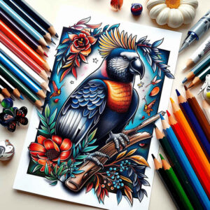 forest-bird-tattoo – tattoo design ideas free ai generated – neotraditional-modern-twist – for-palm – Gallery: other-birds-inkby-ai