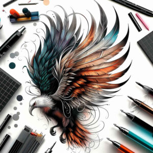 forest-bird-tattoo – tattoo design ideas free ai generated – neotraditional-refined-lines – for-biceps – Gallery: other-birds-inkby-ai