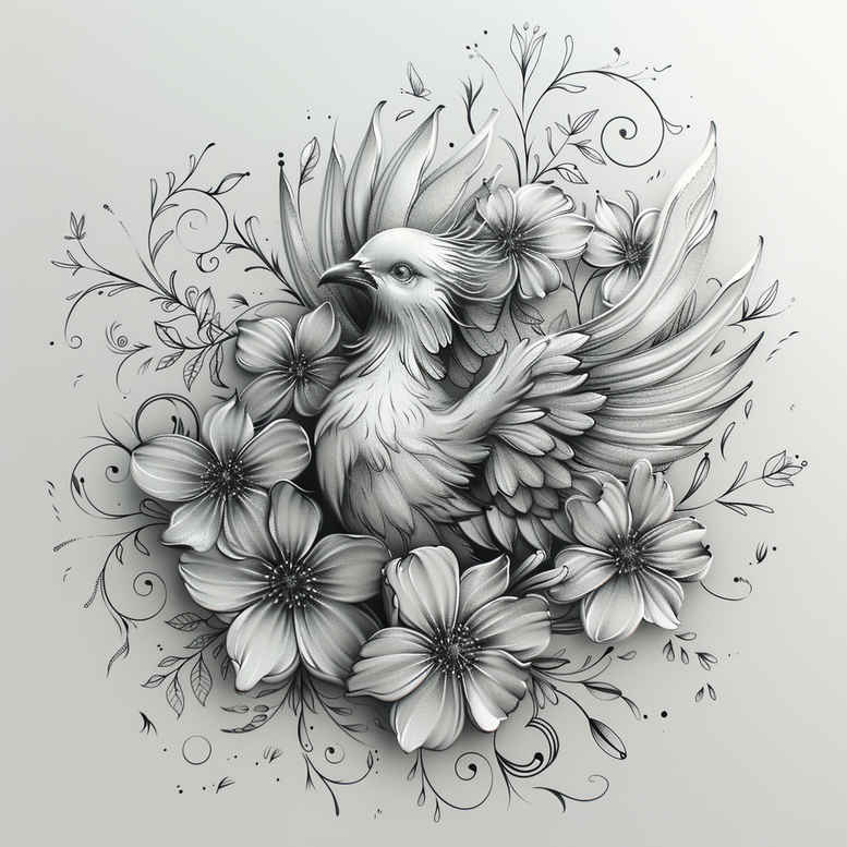 forest-bird-tattoo – tattoo design ideas free ai generated – realism-blended-gradients – for-shoulder-blade – Gallery: other-birds-inkby-ai