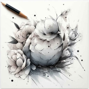harmony-bird-tattoo – tattoo design ideas free ai generated – realism-contrast-ink – for-upper-shoulder – Gallery: other-birds-inkby-ai