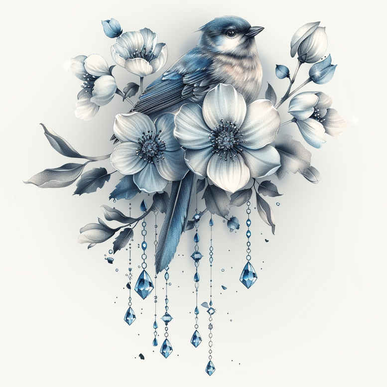 harmony-bird-tattoo – tattoo design ideas free ai generated – surrealism-blurred-edges – for-sternum – Gallery: other-birds-inkby-ai