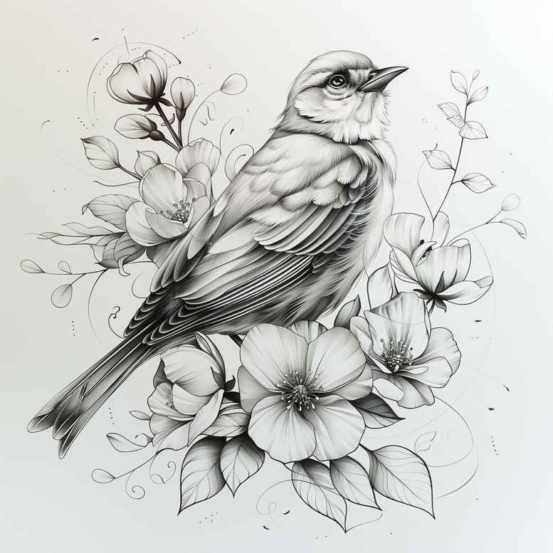 life-symbol-bird-tattoo – tattoo design ideas free ai generated – realism-micro-detail – for-shoulder – Gallery: other-birds-inkby-ai
