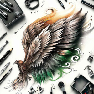 mystical-bird-tattoo – tattoo design ideas free ai generated – neotraditional-strong-contrast – for-outer-arm – Gallery: other-birds-inkby-ai