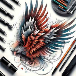 mystical-bird-tattoo – tattoo design ideas free ai generated – realism-real-ink-flow – for-heel – Gallery: other-birds-inkby-ai