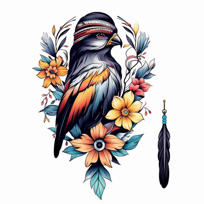 natural-look-bird-tattoo – tattoo design ideas free ai generated – neotraditional-layered-shading – for-foot – Gallery: other-birds-inkby-ai