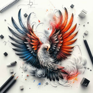 ornamental-bird-tattoo – tattoo design ideas free ai generated – neotraditional-modern-classic – for-spine – Gallery: other-birds-inkby-ai