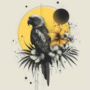 powerful-bird-tattoo – tattoo design ideas free ai generated – neotraditional-bold-highlights – for-upper-thigh – Gallery: other-birds-inkby-ai