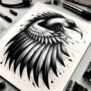powerful-bird-tattoo – tattoo design ideas free ai generated – surrealism-unreal – for-upper-back – Gallery: other-birds-inkby-ai