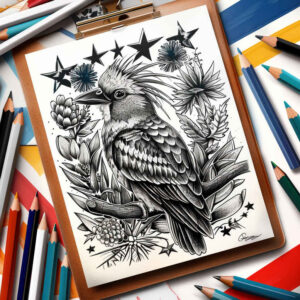 shaded-bird-tattoo – tattoo design ideas free ai generated – neotraditional-rich-shading – for-chest – Gallery: other-birds-inkby-ai