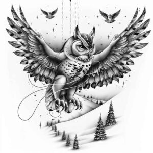 space-bird-tattoo – tattoo design ideas free ai generated – surrealism-disorienting – for-toe – Gallery: other-birds-inkby-ai