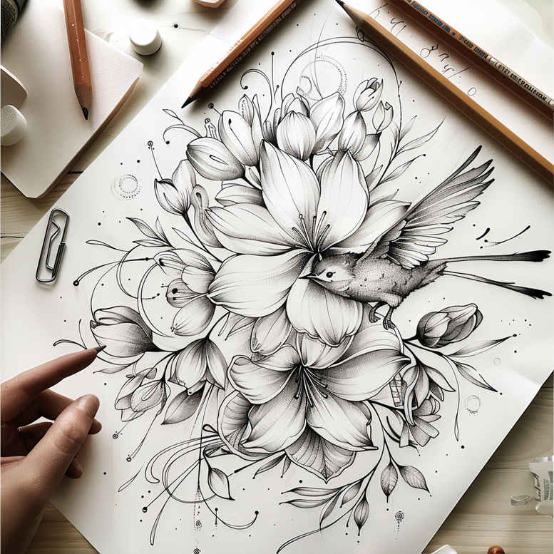 spiritual-bird-tattoo – tattoo design ideas free ai generated – realism-studio-quality – for-foot – Gallery: other-birds-inkby-ai