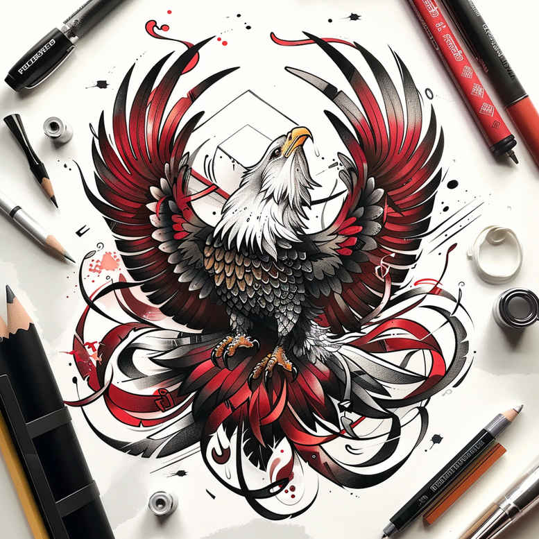 strength-bird-tattoo – tattoo design ideas free ai generated – neotraditional-bold-highlights – for-inner-arm – Gallery: other-birds-inkby-ai