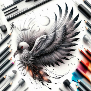 strength-bird-tattoo – tattoo design ideas free ai generated – neotraditional-vivid-detail – for-abdomen – Gallery: other-birds-inkby-ai