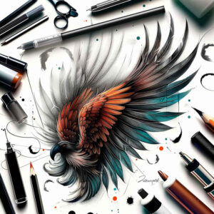 symbolic-bird-tattoo – tattoo design ideas free ai generated – realism-crisp-detail – for-side-torso – Gallery: other-birds-inkby-ai