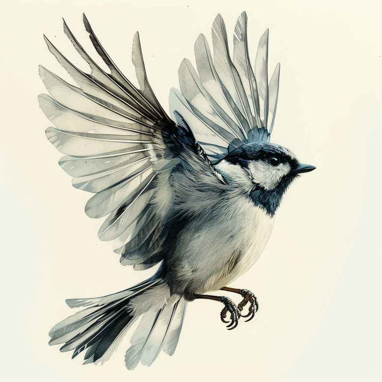 Hummingbird in blue-gray watercolor, project idea; not ideal for cover-up.