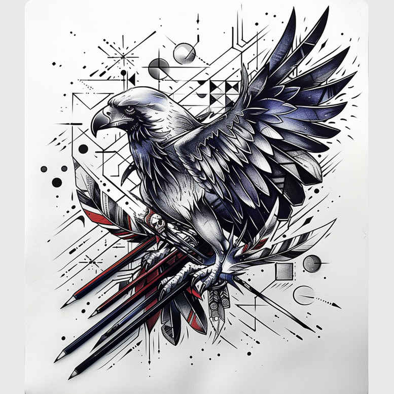 other-birds tattoo design ideas Surrealism imperfect symmetry bold lines symbol of strength