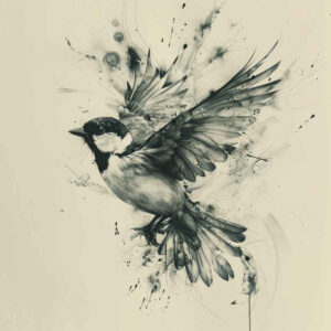 other-birds tattoo design ideas Surrealism fantastical bold silhouette for calf