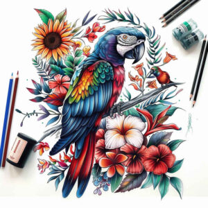 other-birds tattoo design ideas vivid hues detailed anatomy symbol of endurance
