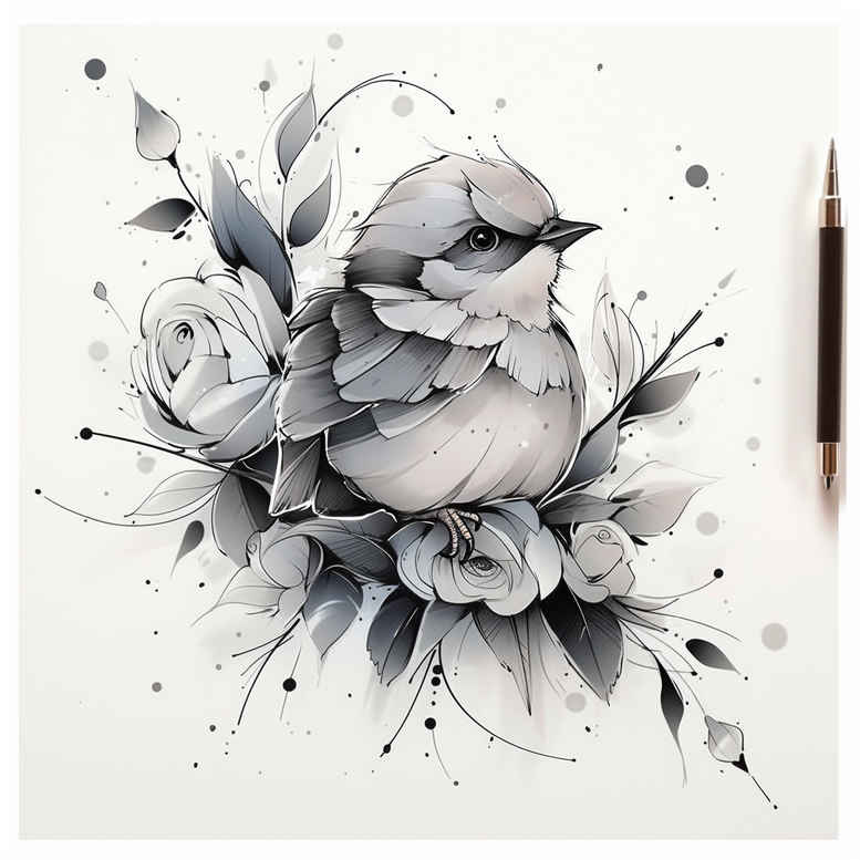 other-birds tattoo design ideas Surrealism ethereal glow detailed feathers for neck