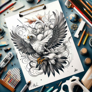 other-birds tattoo design ideas sharp-focus dynamic pose for upper thigh