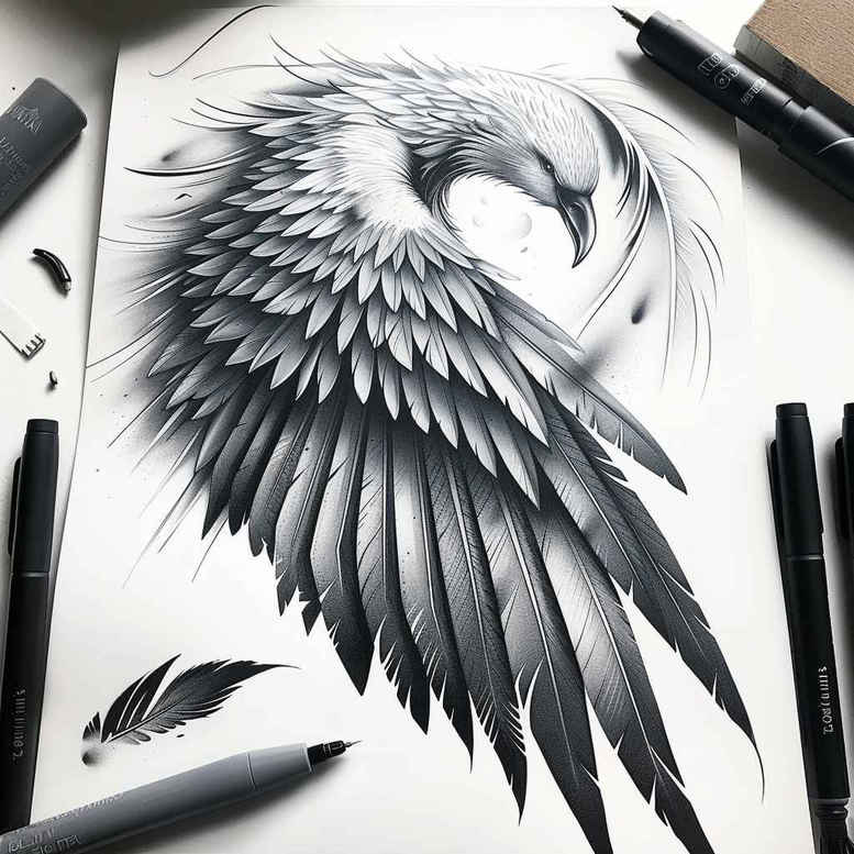 other-birds tattoo design ideas Surrealism unearthly expressive eyes for ankle