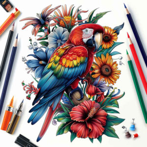 other-birds tattoo design ideas Surrealism otherworldly graceful lines for hip