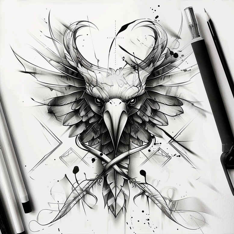 other-birds tattoo design ideas Realism textured skin sharp beaks for biceps