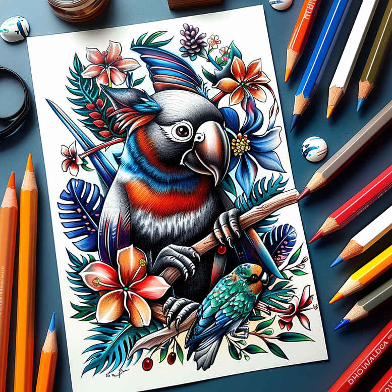 other-birds tattoo design ideas Surrealism symbolism sharp beaks for toe