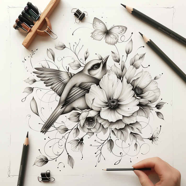 other-birds tattoo design ideas high-contrast wing detail meaning endurance