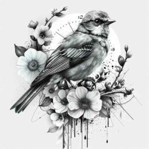 tropical-bird-tattoo – tattoo design ideas free ai generated – realism-surface-complexity – for-back – Gallery: other-birds-inkby-ai