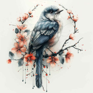 tropical-bird-tattoo – tattoo design ideas free ai generated – surrealism-distorted-perspective – for-knee – Gallery: other-birds-inkby-ai