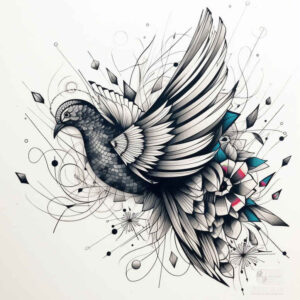 water-bird-tattoo – tattoo design ideas free ai generated – neotraditional-textural-detail – for-abdomen – Gallery: other-birds-inkby-ai