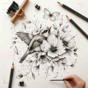 water-bird-tattoo – tattoo design ideas free ai generated – realism-inner-glow – for-lower-thigh – Gallery: other-birds-inkby-ai