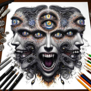 dark-power-tattoo – tattoo design ideas free ai generated – surrealism-translucent-layers – for-sternum – Gallery: other-dark-inkby-ai