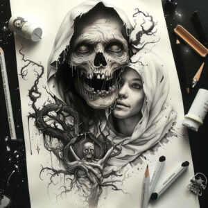 dark-vision-tattoo – tattoo design ideas free ai generated – neotraditional-classic-composition – for-upper-shoulder – Gallery: other-dark-inkby-ai