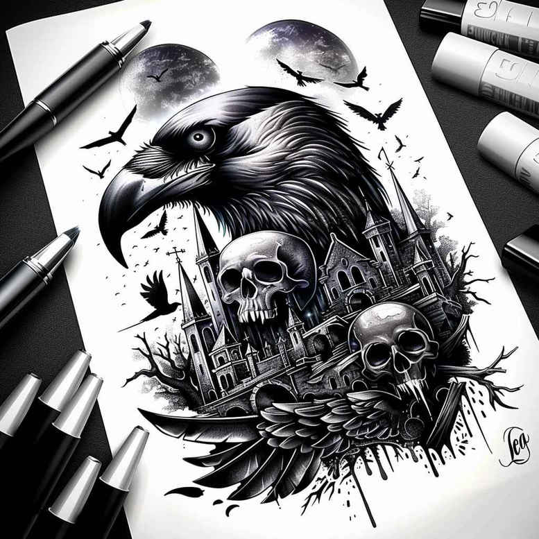 shadow-tattoo – tattoo design ideas free ai generated – realism-true-to-life – for-hip – Gallery: other-dark-inkby-ai