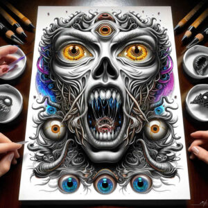 other-dark tattoo design ideas Realism soft contrast black fog for lower leg